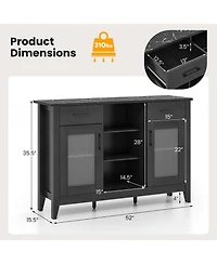 Costway Sideboard Buffet Cabinet with 2 Drawers Doors 3 Open Compartments 4 Shelves