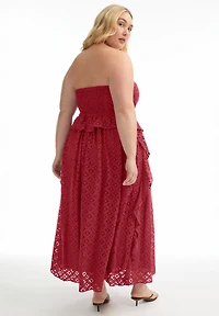June + Vie Plus Ruffled Peplum Corseted Midi Dress