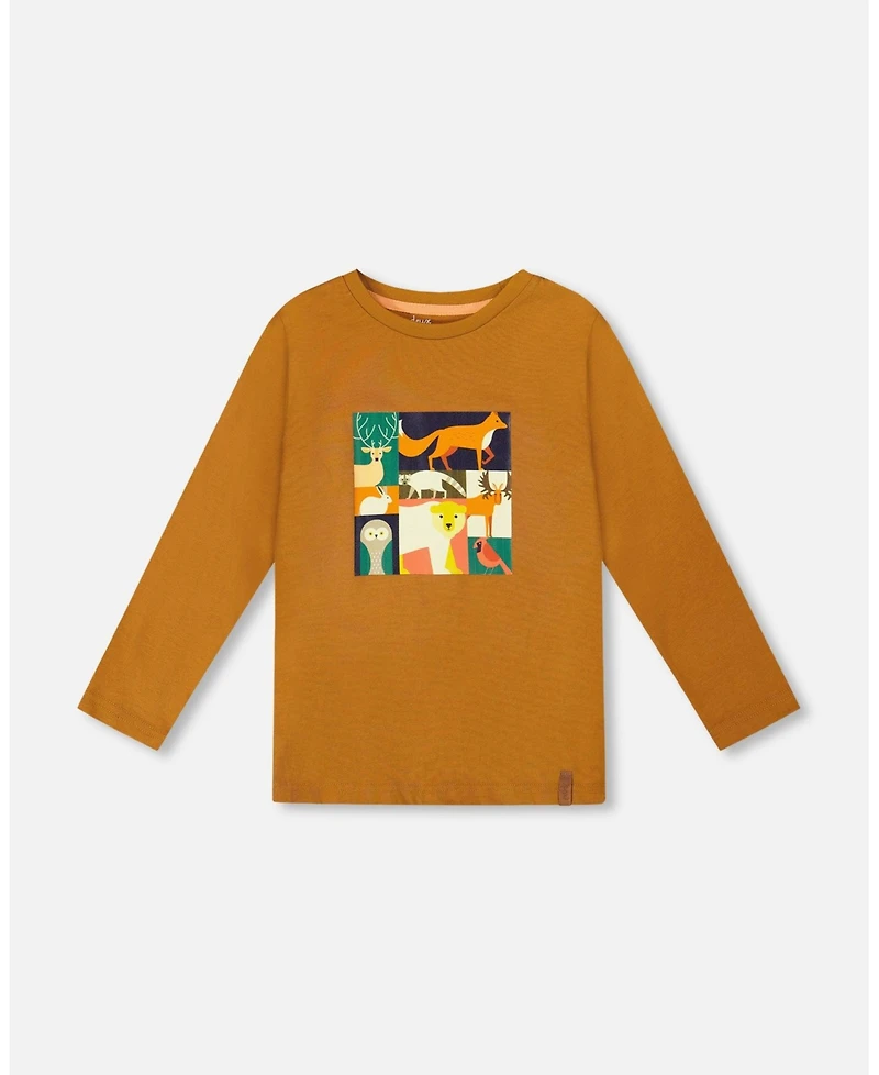 Deux par Toddler Boys Long Sleeve Cotton Jersey Tee Shirt Orange Brown - Toddler|Child