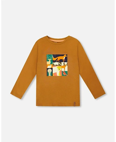Deux par Toddler Boys Long Sleeve Cotton Jersey Tee Shirt Orange Brown - Toddler|Child