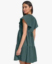 Calvin Klein Women's Split-Neck Tiered A-Line Dress