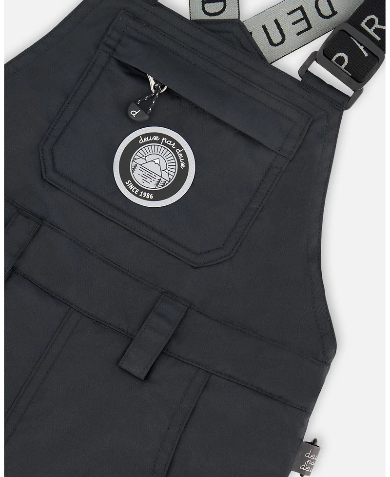 Deux par Kids Unisex Solid Play Overall Snow Bib Black