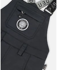 Deux par Kids Unisex Solid Play Overall Snow Bib Black