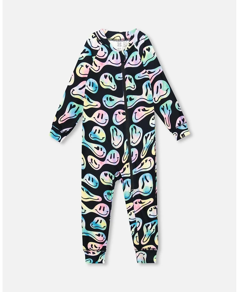 Deux par Baby Girl One-Piece Thermal Underwear Smiley Face