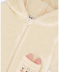 Deux par Baby Girl Plush Hooded Jacket Off White