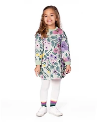 Deux par Girl Stretch Fleece Dress Sage Floral