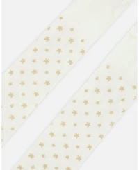Deux par Girl Knit Tights Off-White with Golden Star Pattern - Toddler|Child