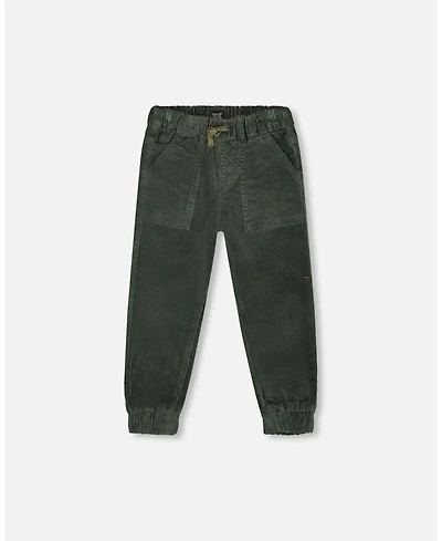 Deux par Boy Stretch Corduroy Jogger Pants Forest Green