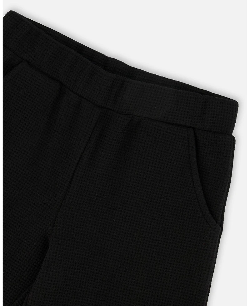Deux par Girl Waffle Flare Leg Pants Black