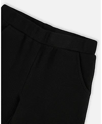 Deux par Girl Waffle Flare Leg Pants Black