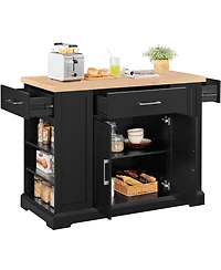 Yaheetech 36 H Wooden Kitchen Island, Modern Storage Cabinet with Drawer, Open Shelving, and Interior Shelving for Dining Room, Dark Gray