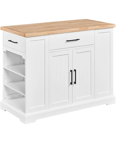 Yaheetech 36 H Wooden Kitchen Island, Modern Storage Cabinet with Drawer, Open Shelving, and Interior Shelving for Dining Room, Kitchen Dark Gray