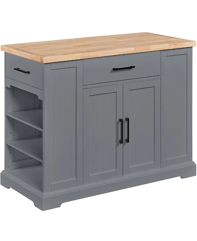 Yaheetech 36 H Wooden Kitchen Island, Modern Storage Cabinet with Drawer, Open Shelving, and Interior Shelving for Dining Room, Dark Gray