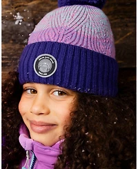 Deux par Girl Lined Knit Pompom Hat Purple and Pink - Toddler|Child