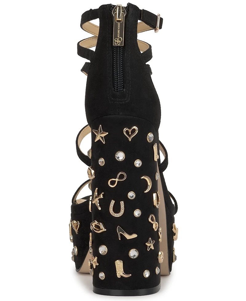 Jessica Simpson Women's Aamina Strappy Platform Anniversary High-Heel Charm Sandals