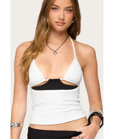 Edikted Women's Powell Textured Cut Out Halter Top