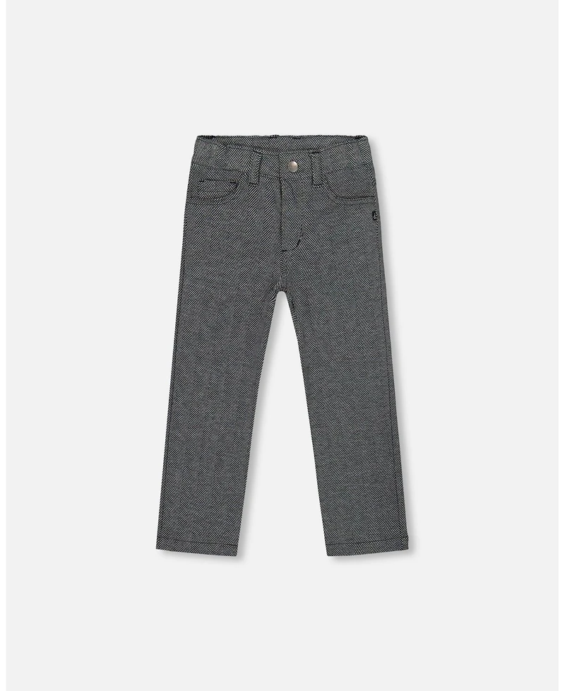 Deux par Boy Stretch Jacquard Pants Grey Herringbone - Toddler|Child