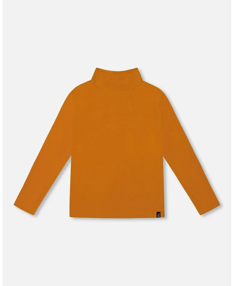 Deux par Girl Super Soft Ribbed Mock Neck Top Golden Yellow
