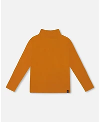Deux par Girl Super Soft Ribbed Mock Neck Top Golden Yellow
