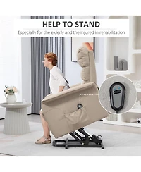 Flynama Homcom Power Lift Recliner Chair for Elderly, Easy Assembly, Fabric Lift Chair with Remote Control, Side Pockets for Living Room, Beige