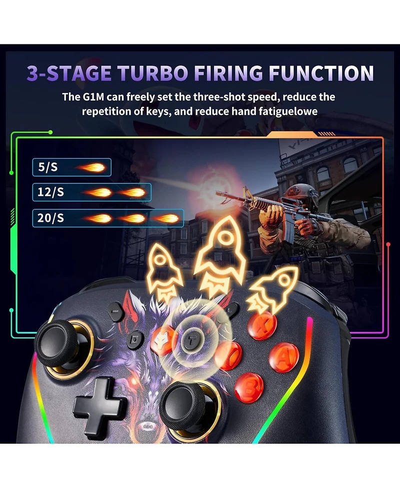 Nbcp Wireless Controller for Nintendo Switch 2, Lite/Oled, with Mouse Touch Back Buttons, Wake Function, Turbo & Programmable