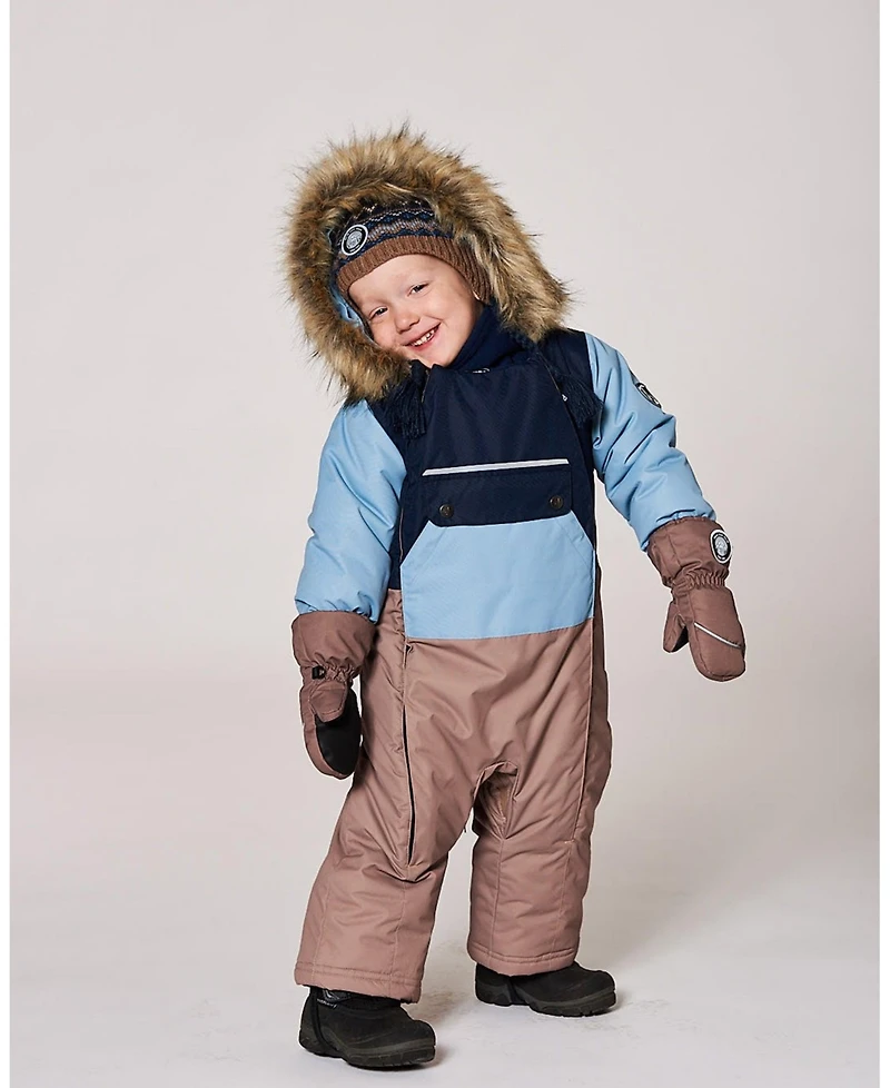 Deux par Baby Boys One-Piece Play Snowsuit Designed for Car Seat Taupe - Baby|Toddler