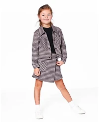 Deux par Girl Jacquard Knit Jacket with Houndstooth Pattern - Child