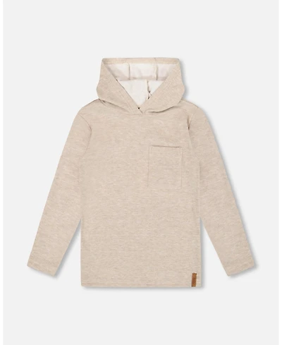 Deux par Deux Boy Long Sleeve Super Soft Brushed Jersey Hooded Tee Heather Beige - Child