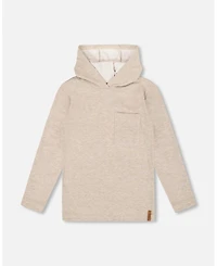 Deux par Boy Long Sleeve Super Soft Brushed Jersey Hooded Tee Heather Beige