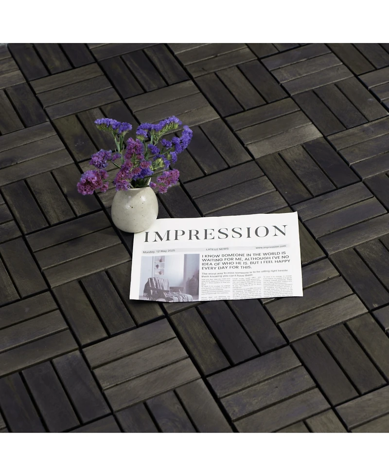 Streamdale Furniture Acacia Wood Deck Tiles Checker Pattern 30 Pcs
