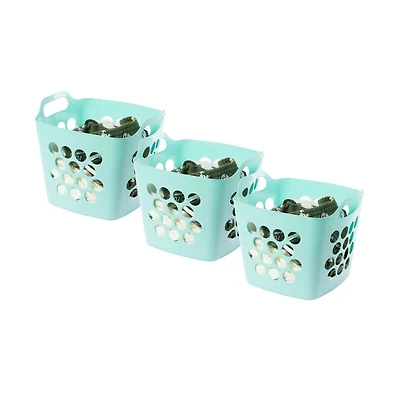 Basicwise Flexible Plastic Carry Laundry Basket Holder Square Storage Hamper with Side Handles