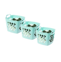 Basicwise Flexible Plastic Carry Laundry Basket Holder Square Storage Hamper with Side Handles