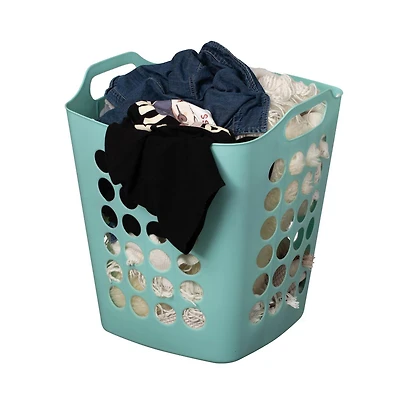 Basicwise Flexible Plastic Laundry Basket - Square Storage Hamper with Side Handles for Easy Carrying