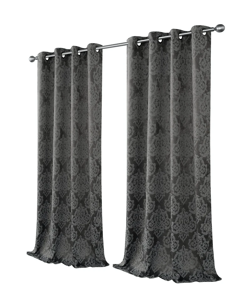 Kate Aurora Living 2 Pack Delaney Room Darkening Damask Print Grommet Curtain - 52 in. W x 84 in. L