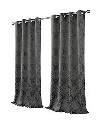 Kate Aurora Living 2 Pack Delaney Room Darkening Damask Print Grommet Curtain - 52 in. W x 84 in. L