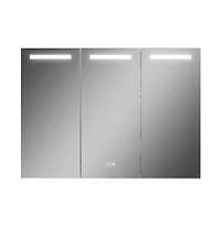 Basicwise 3-Door Versatile Bathroom Medicine Cabinet with Anti-Fog Led Mirror, Waterproof Aluminum, Surface or Recessed Mount, 2 Adjustable Glass Shel