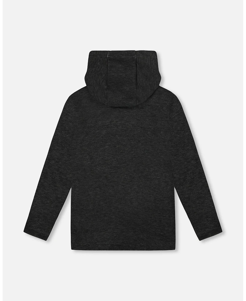 Deux par Toddler Boys Long Sleeve Super Soft Brushed Jersey Hooded Sweatshirt Black - Toddler|Child