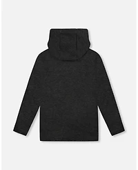 Deux par Toddler Boys Long Sleeve Super Soft Brushed Jersey Hooded Sweatshirt Black - Toddler|Child