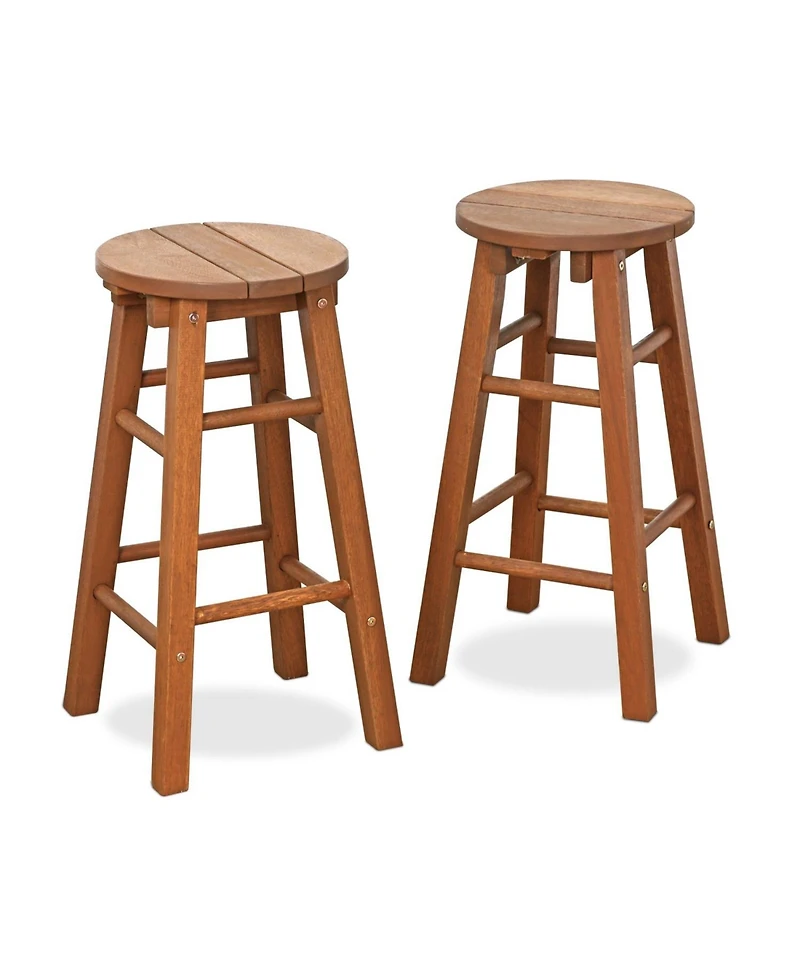 Homlux Set of 2 Outdoor Indoor Hardwood Bar Stools – Lightweight, Compact & Stylish Seating