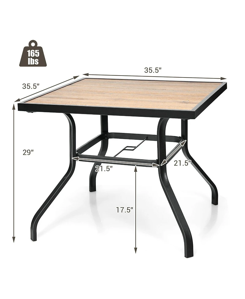 Gymax Patio Square Dining Table Metal Bistro Table Garden Poolside Backyard