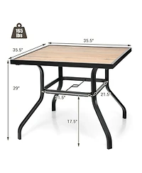 Gymax Patio Square Dining Table Metal Bistro Table Garden Poolside Backyard