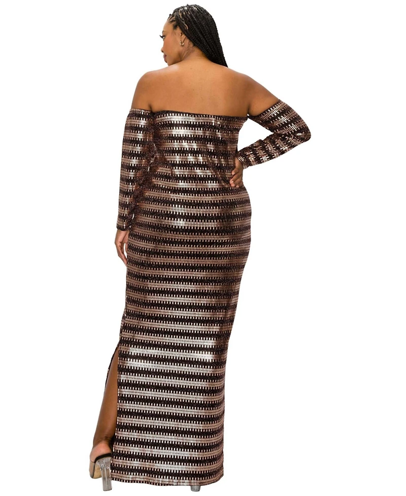 L I V D Women's Plus Temptations Sequin Dress