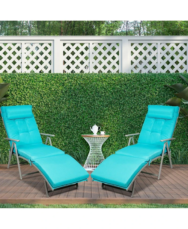 Costway 2PCS Outdoor Folding Chaise Lounge Chair w/Cushion