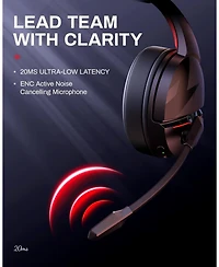 Acer 2.4GHz Flex Wireless Gaming Headset | Red + Pink | 100H Battery, 50mm Drivers, Noise-Canceling Mic | Bluetooth 5.3, 3.5mm | PS4, Pc, Music, Meeti