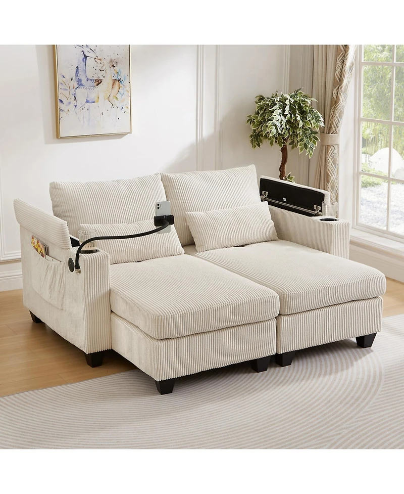 Streamdale Furniture Convertible Sleeper Sofa with Usb & Storage