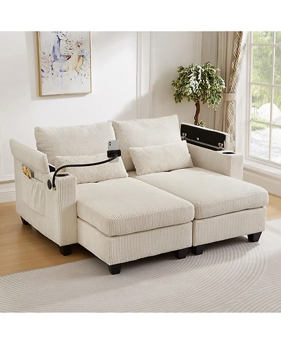 Streamdale Furniture Convertible Sleeper Sofa with Usb & Storage