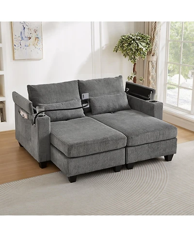Streamdale Furniture Convertible Sleeper Sofa with Usb & Storage