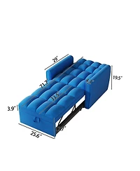 Streamdale Furniture Foldable Velvet Sofa Bed with Adjustable Backrest (Dark Blue)