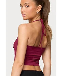 Edikted Womens Ayana Layered Bandeau Halter Top