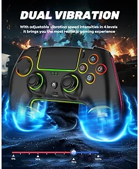 Nbcp Wireless Controller for PS5/Pro/Pc/Mac/iOS/Android/Steam Deck, Rgb Lighting, Dual Vibration, 6-Axis Gyro Sensor, Turbo, Programmable, Audio Jack,